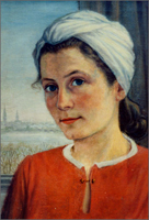 Bildnis Wilma Jansen, Öl, signiert, 1930, 31 x 42cm